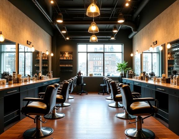 Interior of Sage & Shear barber shop on Flushing Avenue Brooklyn